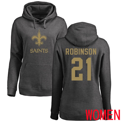 New Orleans Saints Ash Women Patrick Robinson One Color NFL Football #21 Pullover Hoodie Sweatshirts
